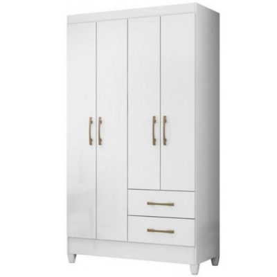 WARDROBE CHILE 952440.6 WHITE 4DOORS & 2DRAWERS WITH LEGS