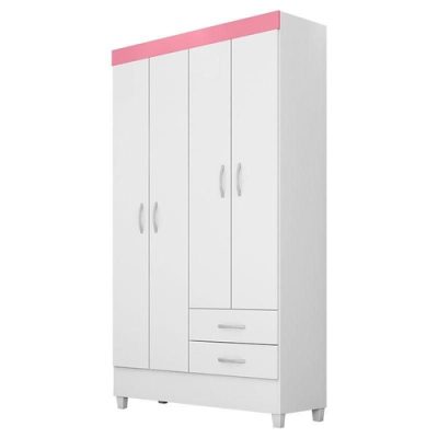 Wardrobe ASTRO 4dr – White / Pink
