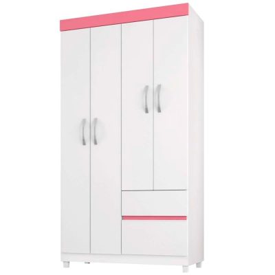 Wardrobe LOTUS 4dr – White / Pink