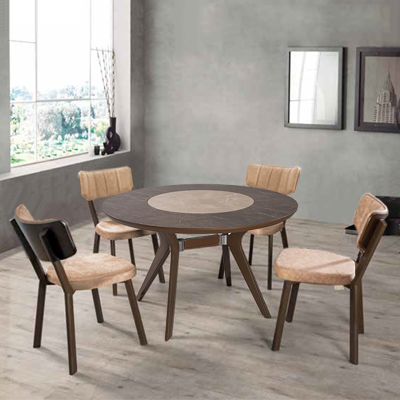 DINING SET T550 BROWN TABLE / C650 CREAM CHAIR (1+6)